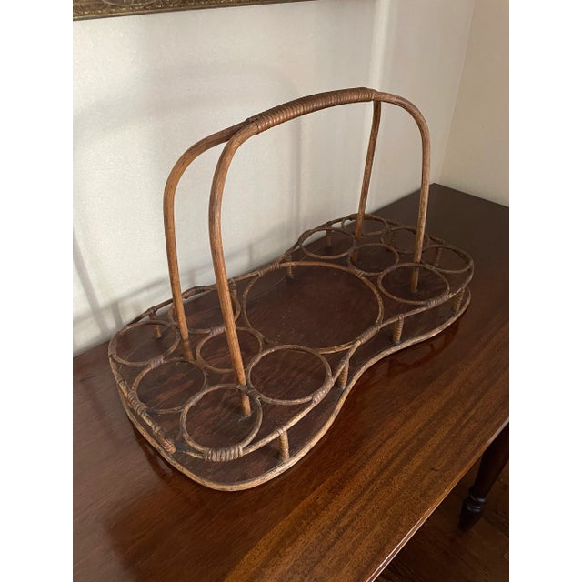 English Antique Bamboo and Rattan Drinks Caddy For Sale - Image 3 of 8