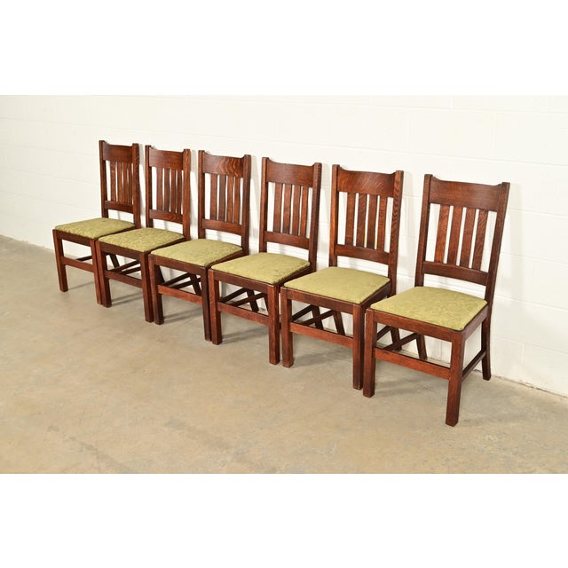 Stickley Brothers Style Antique Mission Oak Arts & Crafts Dining Chairs, Set of Six For Sale - Image 13 of 13