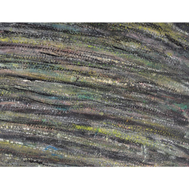 Trees in Bloom Along the River Landscape in Oil on Heavy Cardstock Bold oil landscape by Honora Berg (American,...