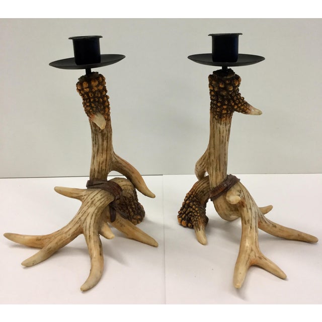 MidCentury Resin Antler Candlestick Holders a Pair Chairish