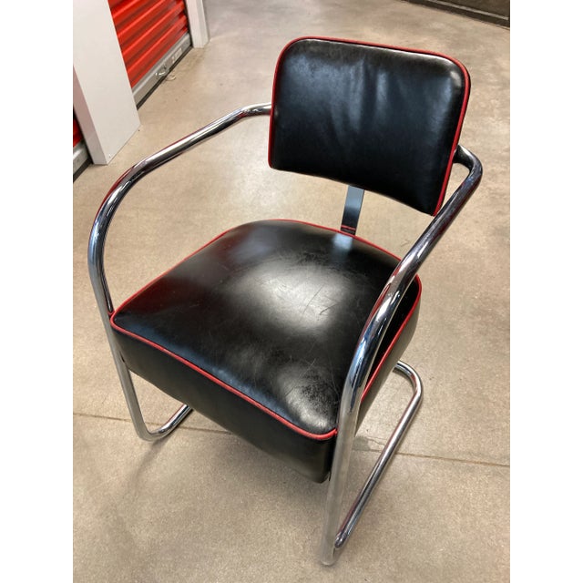 Black American Art Deco Chrome Cantilever Chair From Royal Metal Circa 1930s For Sale - Image 8 of 13