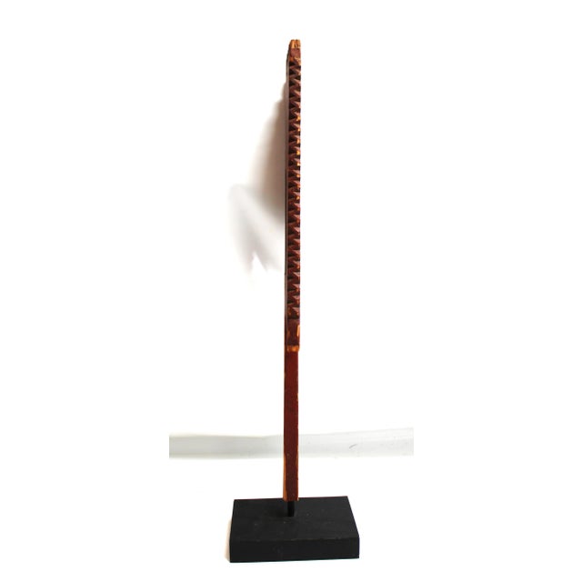 Brick Red Folk Art Weavers Distaff Item B. For Sale - Image 8 of 11