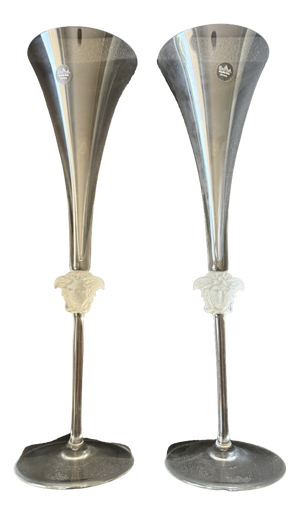 Medusa Champagne Flutes by Gianni Versace for Rosenthal, 1995, Set of 2