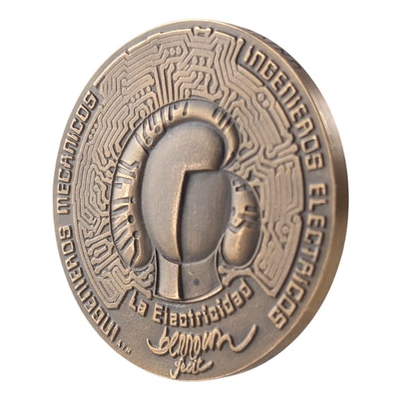 Miguel Berrocal, Opus 294 Medal, La Mecánica Electricidad Gijón, 1982, Bronze For Sale