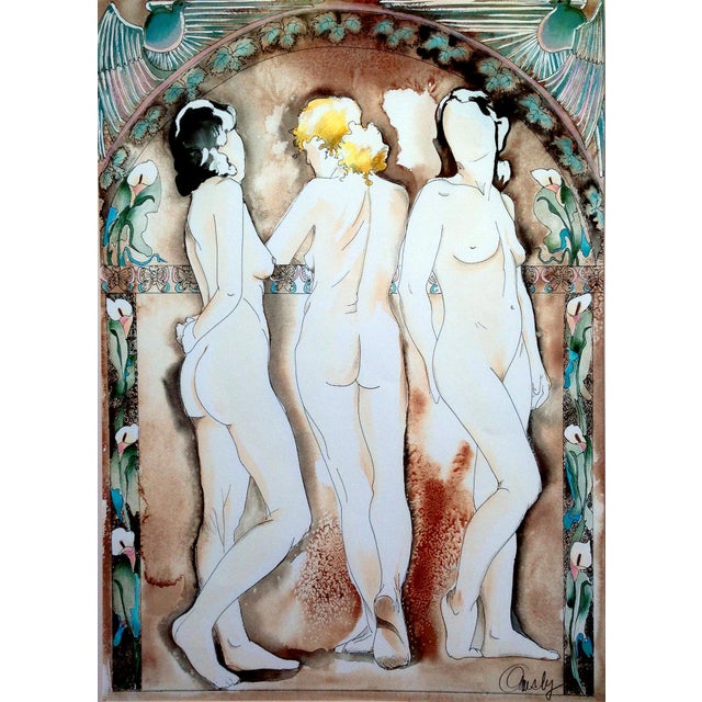 "The Aunties" - Figurative Abstract Limited Edition Print, 20/100 Beautiful figurative giclée and watercolor limited...