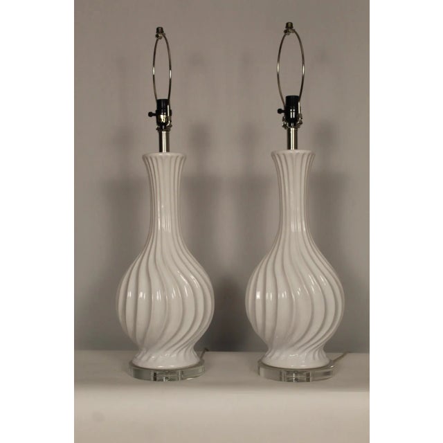 Ceramic Mid 20th Century Dorothy Draper Style Ceramic Lamps - a Pair For Sale - Image 7 of 12