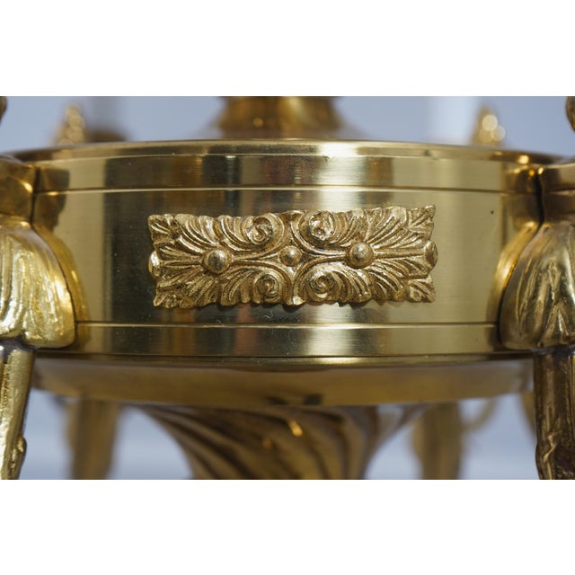 French Empire Style Solid Brass 8 Arm Chandelier For Sale - Image 10 of 14