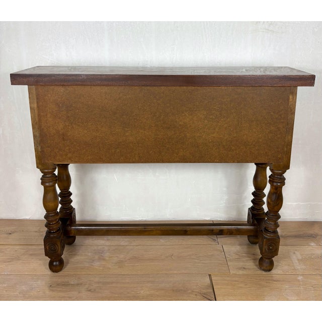 Spanish Renaissance Revival Walnut Console Table with Four Carved Drawers, 1930s For Sale - Image 10 of 11