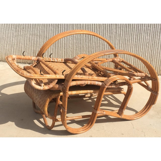 20th Century Adjustable Bentwood and Rattan Chaise Longue With Ottoman For Sale - Image 9 of 12