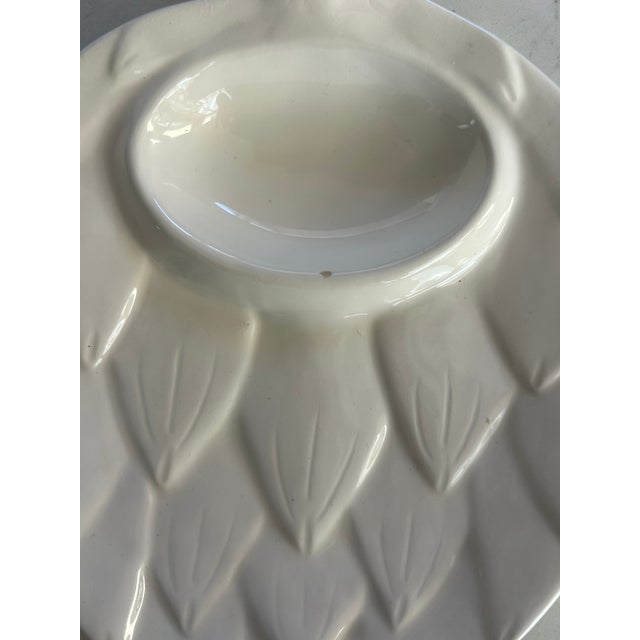 Mid 20th Century Mid 20th Century Artichoke Form White Majolica Style Ceramic Plates - Set of 6 For Sale - Image 5 of 7