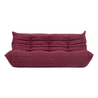 Togo Three-Seater Sofa in Burgundy Bouclet by Michel Ducaroy for Ligne Roset For Sale