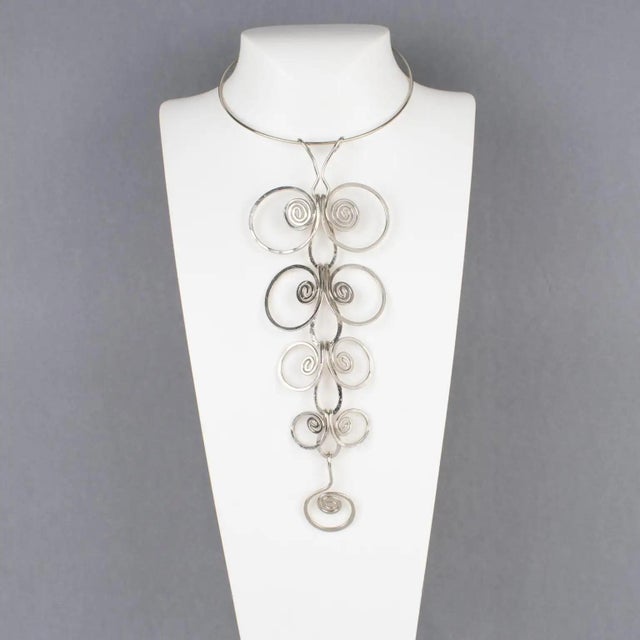 Mid-Century Modern Paco Rabanne Style Space Age Chrome Wire Necklace For Sale - Image 3 of 11