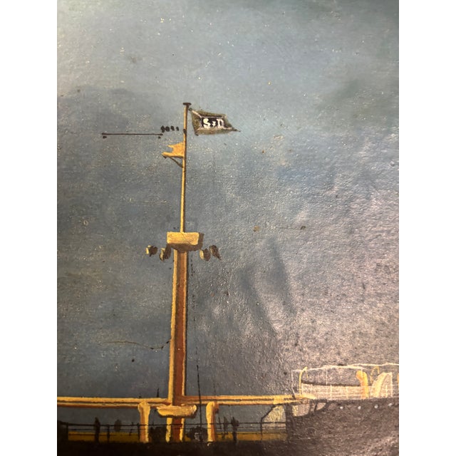 1940s Uss Deuel, Oil on Board, Circa 1940's. For Sale - Image 5 of 12