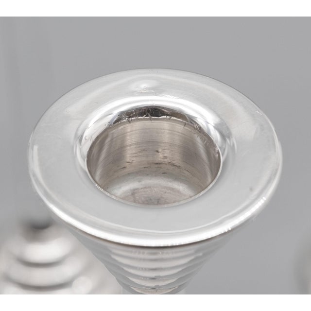 Italian Modernist Sterling Silver Candlesticks by Carlo Masini, 1970, Set of 6 For Sale - Image 10 of 13