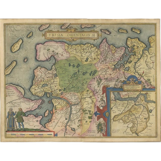 Map of East Frisian Islands & Northwestern Tip of Germany, Ostfriesland, 1595 For Sale