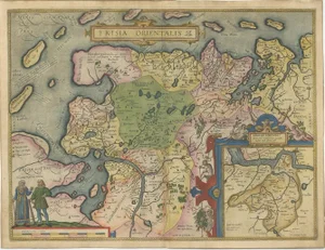 Map of East Frisian Islands & Northwestern Tip of Germany, Ostfriesland, 1595