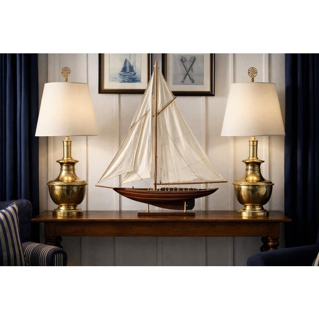 A timeless pair of vintage brass plated ginger jar lamps, beautifully polished and in excellent working condition. Their...