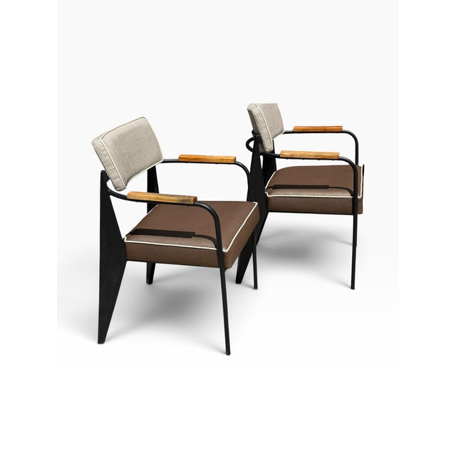Art Deco Pair of Vintage Art Deco Jean Prouvé Direction Armchairs W Shagreen Seats For Sale - Image 3 of 4