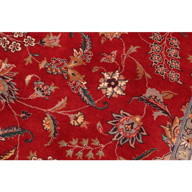 Shabby Chic Medallion 1990's Pak-Persian Red/Ivory Wool Rug - 6'2'' X 9'3'' For Sale - Image 4 of 9