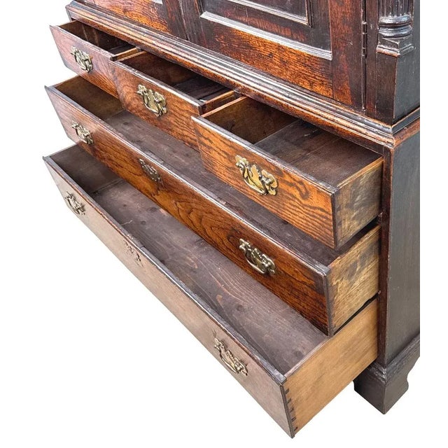 Antique Georgian Oak Press Cupboard, 1750 For Sale - Image 11 of 13