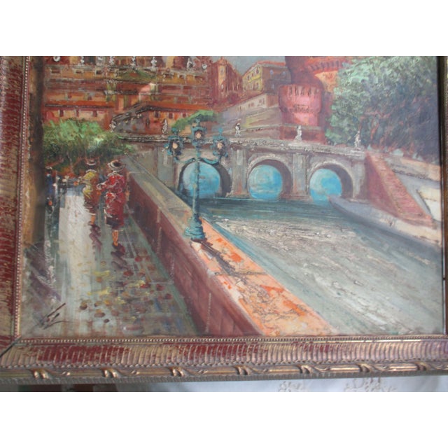 Vintage Painting on Canvas of St. Peter's Basilica in Gold & Red Frame For Sale - Image 14 of 18