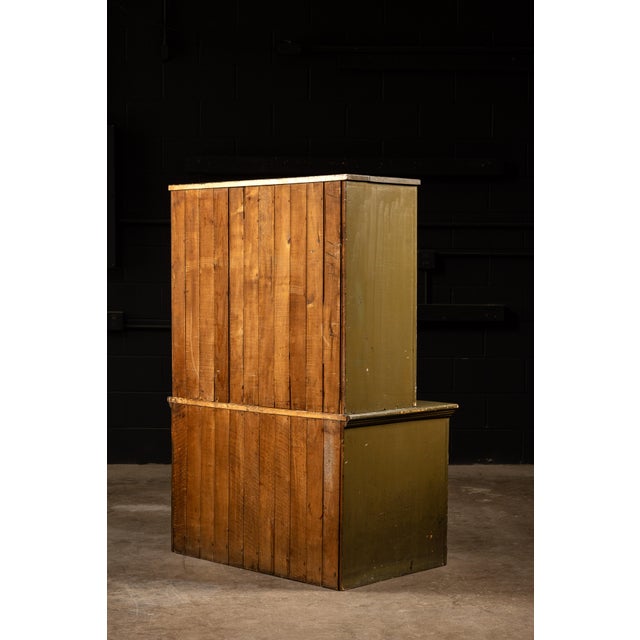 Wood Antique Wooden Document Cabinet in Green For Sale - Image 7 of 8