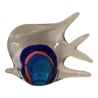 Murano Tropical Angelfish Hand Blown Glass Art Sculpture For Sale