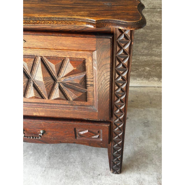Small Carved Oak Storage Unit, 1930 For Sale - Image 11 of 18