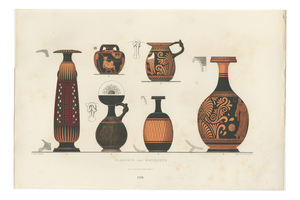 Albert Genick, Greek Bottles & Jugs with Classical Figures, 1883, Lithograph