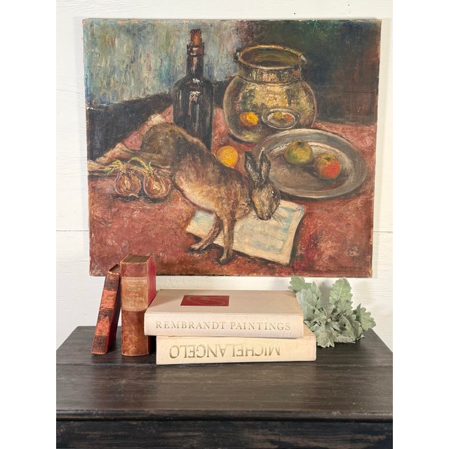 Vintage French Still Life Painting Signed For Sale - Image 9 of 12