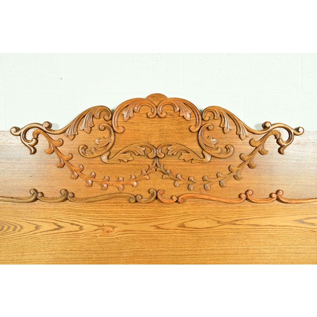 Brown Antique Victorian Carved Oak Full Size Bed, Circa 1890s For Sale - Image 8 of 12