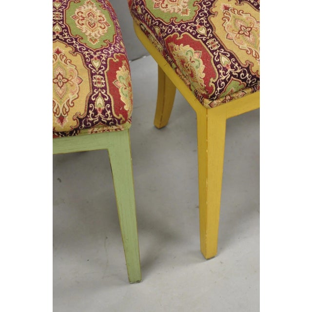 Contemporary Regency Style Red Green Yellow Scroll Back Dining Chairs - Set of 8 For Sale - Image 16 of 18