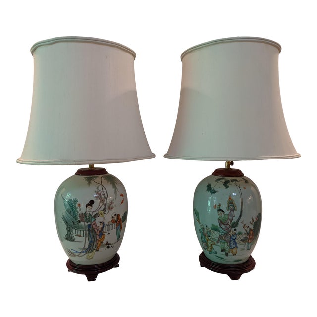 Antique Late 19th Century Chinese Lamps - a Pair For Sale