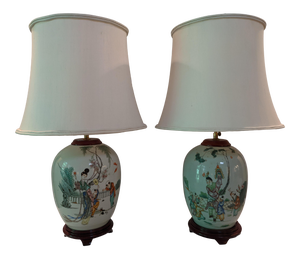Antique Late 19th Century Chinese Lamps - a Pair