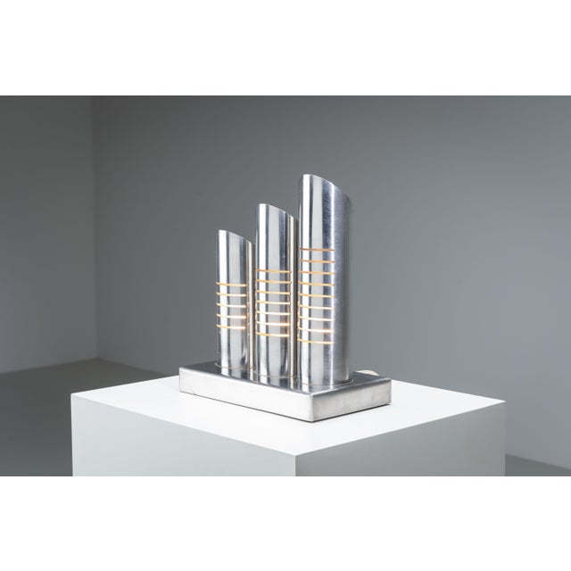 Triple Column Table Lamp in Stainless Steel attributed to Goffredo Reggiani, 1960s For Sale - Image 10 of 18