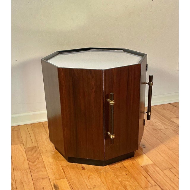Brown Vintage Mid-Century Modern Octagonal Cabinet End Table, Circa 1970s For Sale - Image 8 of 12