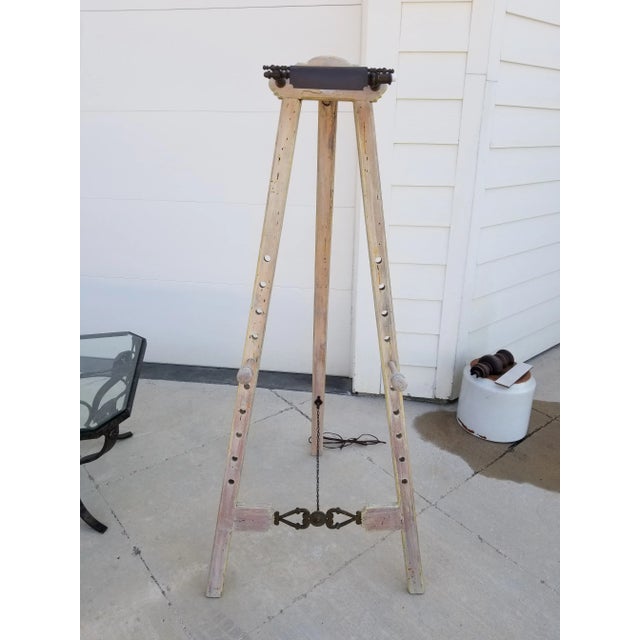 Rustic Vintage Easel With a Lamp For Sale - Image 3 of 11