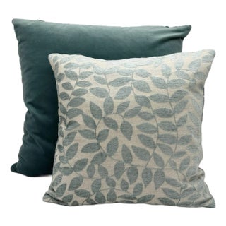 Pair of Decorative Pillow Covers -Pindler and Pindler Lottie and Coordinating Velvet For Sale