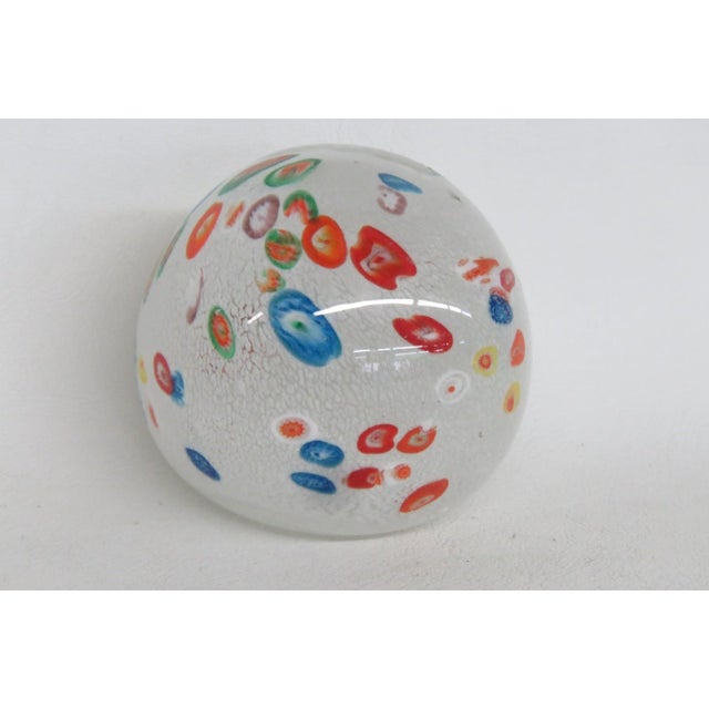 This wonderful Paper Weight is made of art glass. This stunning vintage piece features a colorful millefiori pattern...