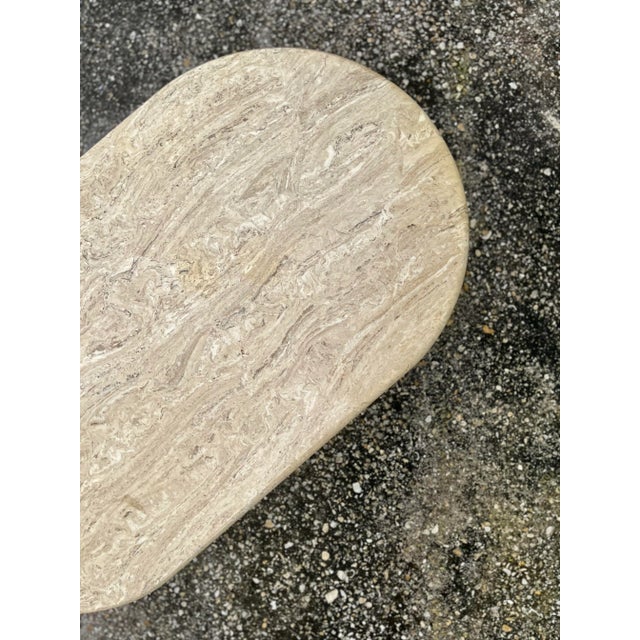 Vintage Modern Stone Coffee Table With Ripple Pedestal Base | Italian Style For Sale - Image 9 of 13