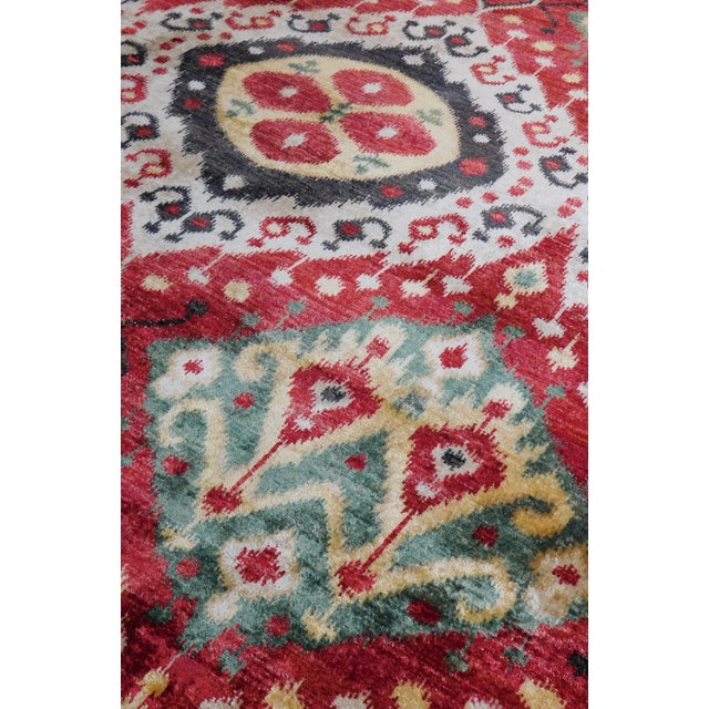 Genuine Hand-Knotted Ikat Rug. 8'x 10'3" For Sale - Image 11 of 17