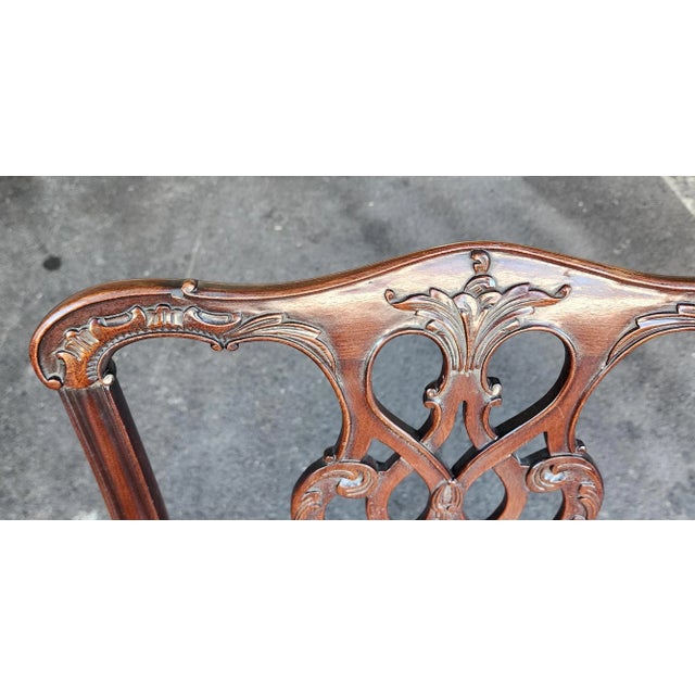 Quality Set of 8 Solid Mahogany Chippendale Style Dining Room Chairs, C1940s For Sale - Image 11 of 13
