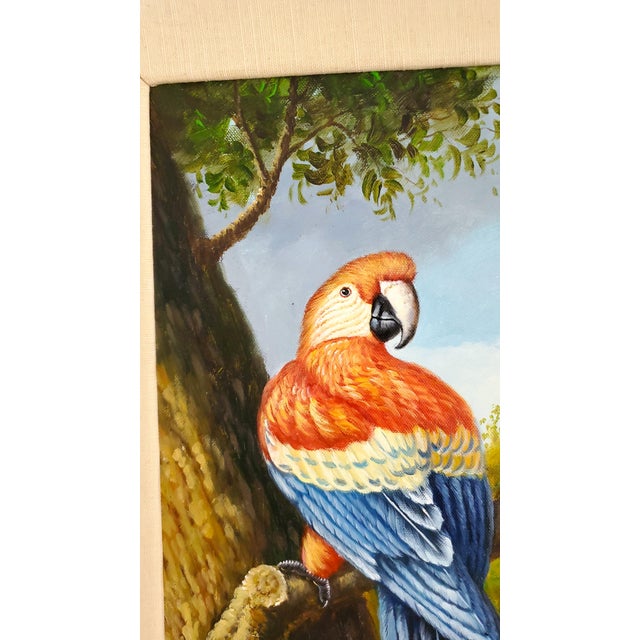1980s Parrot Painting by Girardi 1986 and Designed by Kinder-Harris For Sale - Image 5 of 17