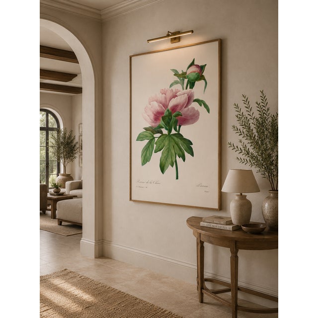 Pink Peony by Pierre-Joseph Redouté, Vintage Botanical Art Print, 24" X 36" For Sale - Image 8 of 11