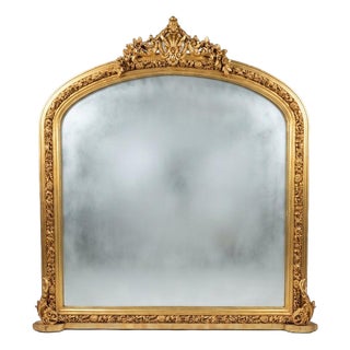 Victorian Style Giltwood Overmantel Mirror For Sale