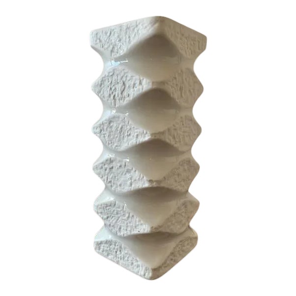 1970s Fun Kpm German Op Art White Mid Century Vase For Sale