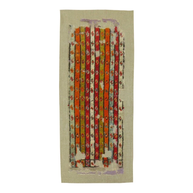 19th Century 18th Century Rug on Linen - 1'9" x 3'9" For Sale