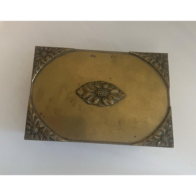 Metal Jewelry Box Antique French Empire Dore Bronze Footed Medallion Classical 19th C For Sale - Image 7 of 9