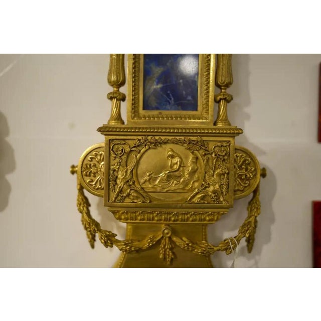 Gold 19th Century Ormolu Wall Clock in Lapis Lazuli and Gold by Paul Sormani For Sale - Image 8 of 9