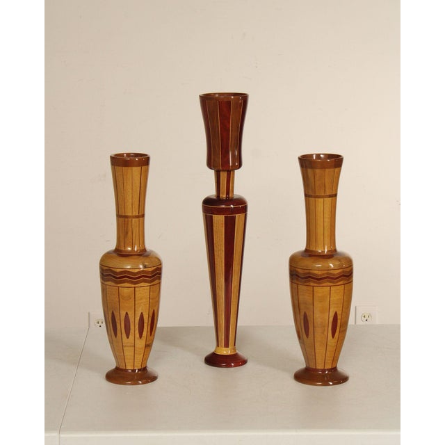 Philip M. Jacoby Set of Three Handcrafted Wood Vases For Sale - Image 17 of 18